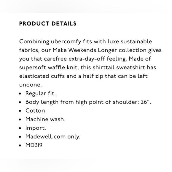 NWT Madewell Quarter Zip Pullover Sweater XXS - Picture 6 of 10